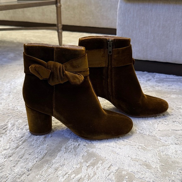 Madewelll Esme Bow Boot In Velvet SZ Burnished Cedar Brown Ankle holiday - Picture 4 of 13
